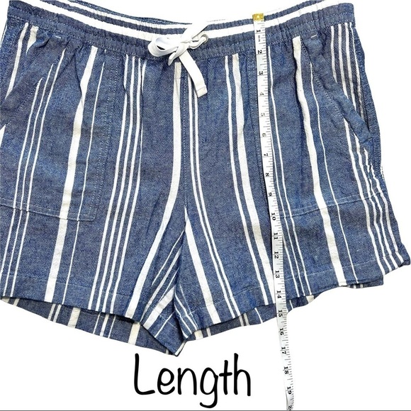 Nautica Soft Linen Pull On With Pockets Light Blue White Stripe Short Size Large - Picture 15 of 17